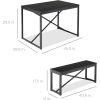 Modern 3-Piece Dining Set - Metal Frame Black Wood Top Table and 2 Bench Chairs