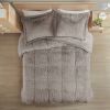 Full/Queen Grey Soft Sherpa Faux Fur 3-Piece Comforter Set with Pillow Shams