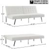 Mid-Century Modern Split Back Futon Sleep Sofa Bed in White Faux Leather