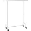 Heavy Duty White Metal Garment Rack Clothes Hanging Bar on Wheels