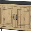 Sideboard Buffet Cabinet, Wooden Storage Cabinet with Adjustable Shelves, Modern 4 Door Console Table for Home Kitchen Living Room Wood