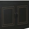 Sideboard Buffet Cabinet, Wooden Storage Cabinet with Adjustable Shelves, Modern 4 Door Console Table for Home Kitchen Living Room Black