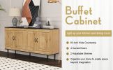 Sideboard Buffet Cabinet, Wooden Storage Cabinet with Adjustable Shelves, Modern 4 Door Console Table for Home Kitchen Living Room Wood