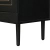 Sideboard Buffet Cabinet, Wooden Storage Cabinet with Adjustable Shelves, Modern 4 Door Console Table for Home Kitchen Living Room Black