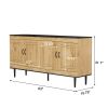 Sideboard Buffet Cabinet, Wooden Storage Cabinet with Adjustable Shelves, Modern 4 Door Console Table for Home Kitchen Living Room Wood