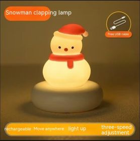 Cute Pet Sleeping Small Night Lamp USB Charging Desktop Pat Touch Induction Lamp (Option: 3W-Snowman White Light-USB)