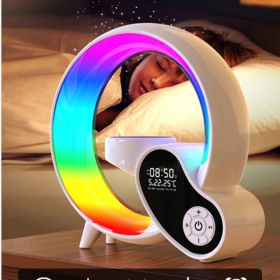 Large G Bluetooth Speaker Portable Colorful Atmosphere Light Clock (Option: 2309 White)