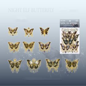 Mocard PET Sticker Package Boundless Butterfly Spectrum Series Three-dimensional Ice Crystal Laser Gold INS Style Butterfly Notebook Gu Nano SIM (Option: Dark Night Butterfly)