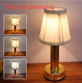 Led Rechargeable Desk Lamp Eye Protection Atmosphere (Option: Tricolor dimming-Gold-USB)