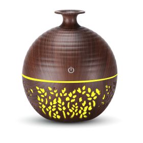 Home Portable Mini Hollow Aroma Diffuser Humidifier (Option: Dark wood grain-USB)