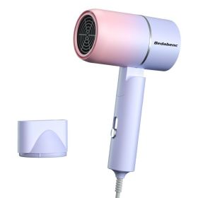 Portable Folding Low Power Cold And Hot Blue ABS Hair Dryer (Option: Gradient purple-Folded)