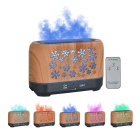 Christmas Snowflake Pattern Humidifier Household Colorful Aromatherapy Humidifier Atmosphere Colorful Diffuser (Option: Wood grain remote control-EU)