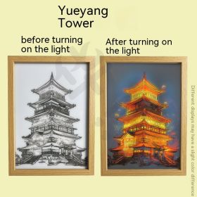 Ins Lighting Small Night Lamp Luminous Decorative Painting Bedroom Living Room Decoration (Option: Yueyang Tower-Medium size)