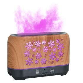 Christmas Snowflake Pattern Humidifier Household Colorful Aromatherapy Humidifier Atmosphere Colorful Diffuser (Option: Wood grain-EU)