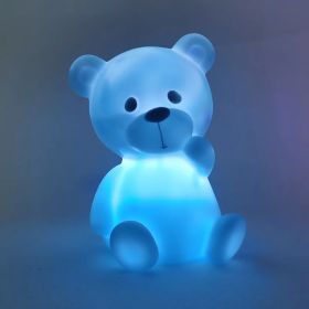 Luminous Toys, Children's Room LED Lights, Bedside Lamp Decorations, Enamel New Creative Gifts (Option: Crooked bear Blue)