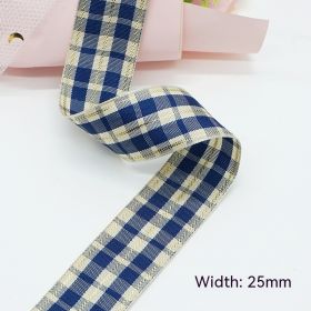 Solid Color Scottish Plaid Ribbon Hand-made DIY Clothing Ornament Bouquet Gift Packaging (Option: A403 Plaid Ribbon 9mm-A403-9mm25 Code Volume)