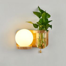 Nordic Bedroom Bedside Creative Balcony Living Room Aisle Japanese LED Wall Lamp (Option: Without Light Source-Base Round Lampshade Left)