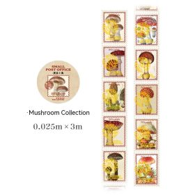 Gilding And Paper Adhesive Tape Small Postal Service Journal Decorative Stickers (Option: Mushroom Collection)