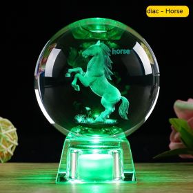 Crystal Ball Zodiac Decorative Crafts Luminous Ornaments (Option: Horse-6cm Ball Electronic Base)