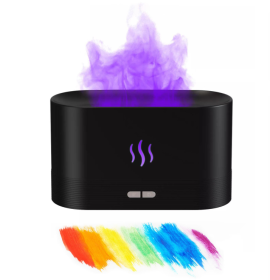 Aroma Diffuser With Flame Light Mist Humidifier Aromatherapy Diffuser With Waterless Auto-Off Protection For Spa Home Yoga Office (Option: Black-1PC-No)