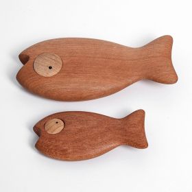 Refridgerator Magnets Original Home Design Gift Solid Wood Household Salted Fish (Option: Small Fish Red Single)