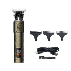 LCD Digital Display Hair Salon Engraving Electric Clippers (Option: Gold-USB)