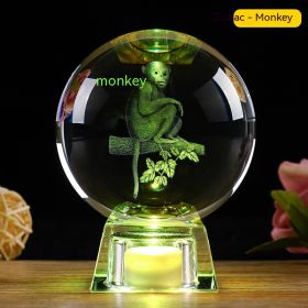 Crystal Ball Zodiac Decorative Crafts Luminous Ornaments (Option: Monkey-6cm Ball Electronic Base)