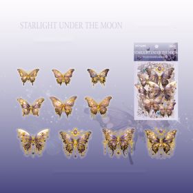 Mocard PET Sticker Package Boundless Butterfly Spectrum Series Three-dimensional Ice Crystal Laser Gold INS Style Butterfly Notebook Gu Nano SIM (Option: Starlight Under The Moon)