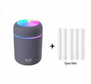 Home Car Charging Colorful Air Humidifier Usb Water Replenishment (Option: Dark Grey-With 5filter)