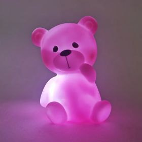 Luminous Toys, Children's Room LED Lights, Bedside Lamp Decorations, Enamel New Creative Gifts (Option: Crooked bear pink)