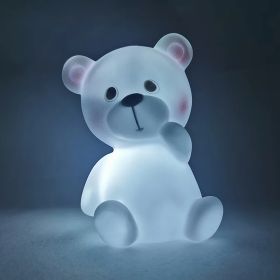 Luminous Toys, Children's Room LED Lights, Bedside Lamp Decorations, Enamel New Creative Gifts (Option: Crooked bear White)