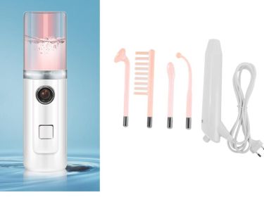 High Frequency Facial Machine Electrode Wand Glass Tube Electrotherapy (Option: Pink set-Pink EU)