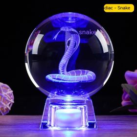 Crystal Ball Zodiac Decorative Crafts Luminous Ornaments (Option: Snake-8cm Ball Electronic Base)