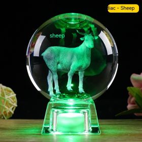 Crystal Ball Zodiac Decorative Crafts Luminous Ornaments (Option: Sheep-8cm Ball Electronic Base)