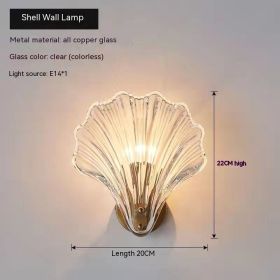 Simple Shell Glass Master Bedroom Italian Room Bedside Living Room Aisle Stair Background Wall Lamp (Option: Without Light Source-Copper Clear Light)