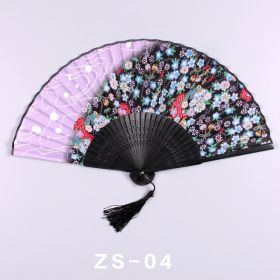 Silk Ladies Folding Fan Bamboo Fan Antique Dancing (Option: ZS 30-ZS 01)