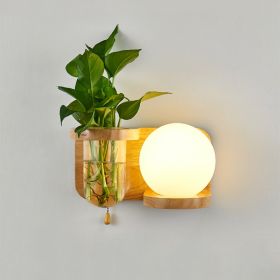 Nordic Bedroom Bedside Creative Balcony Living Room Aisle Japanese LED Wall Lamp (Option: Led Light Source-Base Round Lampshade Right)