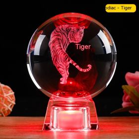 Crystal Ball Zodiac Decorative Crafts Luminous Ornaments (Option: Tiger-8cm Ball Electronic Base)