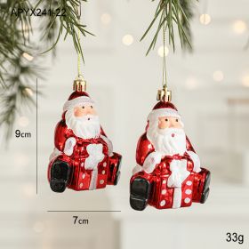 Christmas Decoration Plastic Hand-painted Electroplating Pendant Red Scene Layout (Option: Gift For The Elderly 2 Pack)