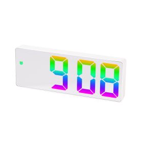 Big Screen And Font Electronic Bedside Clock (Option: 0725 White Shell Mirror Type C)