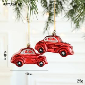 Christmas Decoration Plastic Hand-painted Electroplating Pendant Red Scene Layout (Option: Car 2 Pack)