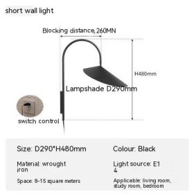 Nordic Minimalism Bedroom Bedside Wall Lamp Danish Designer Creative Personality Wireless Rotatable Aisle Study Lamp (Option: Black Small Plug In Type)