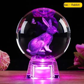 Crystal Ball Zodiac Decorative Crafts Luminous Ornaments (Option: Rabbit-8cm Ball Electronic Base)