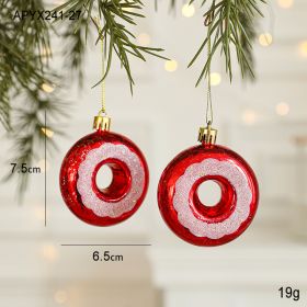 Christmas Decoration Plastic Hand-painted Electroplating Pendant Red Scene Layout (Option: 2 Doughnuts)