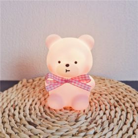 Cartoon Luminous Night Market Stall Led Small Night Lamp Christmas Gift (Option: Colorful Bear Pink Ribbon)