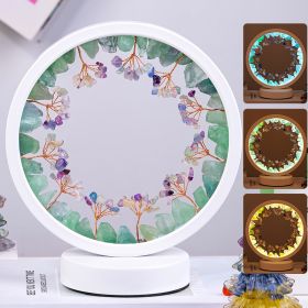 USB Interface Natural Crystal Stone Flower Tree Round Night Light Decoration Holiday Atmosphere Bedside Lamp (Option: Green Fluorite Tree)