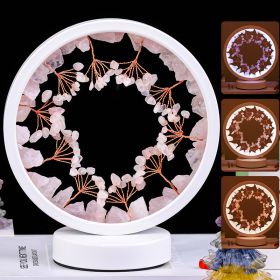 USB Interface Natural Crystal Stone Flower Tree Round Night Light Decoration Holiday Atmosphere Bedside Lamp (Option: Pink crystal flower tree)