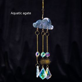 Natural Crystal Agate Cloud Sun Catcher Ornaments Window Sill Forest Garden Wind Chimes Color Lighting Pendant (Option: Water Plants Agate)